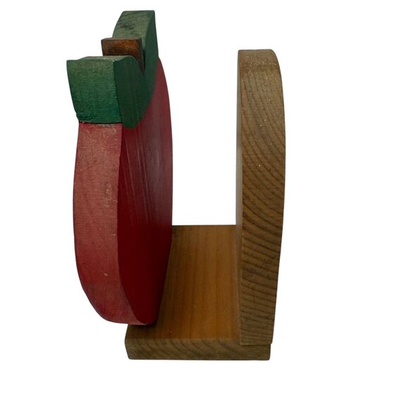 Wooden Napkin Holder Apple Handpainted Vintage Kitchen Decor Cottagecore Rustic - Picture 4 of 11